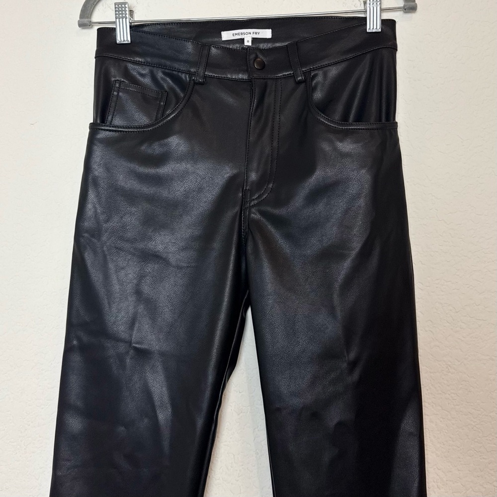 Emerson Fry Stella Faux Leather Black Pants - Picture 5 of 14